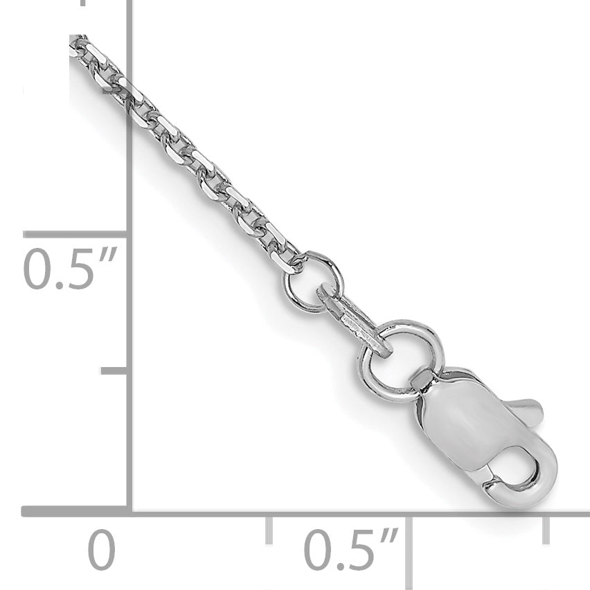 Tobillera de Oro Blanco de 14K de 10 pulgadas y 1.4 mm con Cierre de Langosta (Cadena de Enlace Abierto Redonda con Corte Diamante)