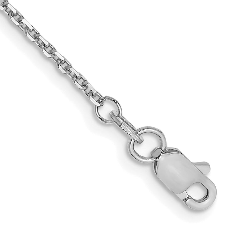 Tobillera de Oro Blanco de 14K de 10 Pulgadas y 1.4 mm con Cierre de Langosta (Cadena de Enlace Abierto Redonda con Corte Diamante)