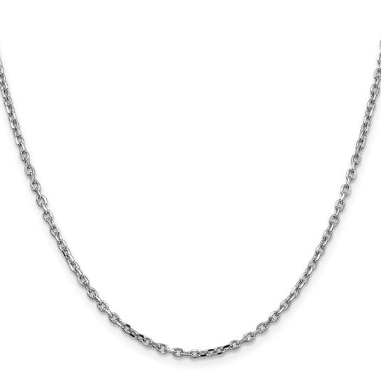 Cadena de Oro Blanco de 14K, 40.6 cm (16 pulgadas), 2.2 mm, Estilo Cable de Eslabones Abiertos Redondos con Corte Diamante, Cierre de Langosta y Baño de Rodio