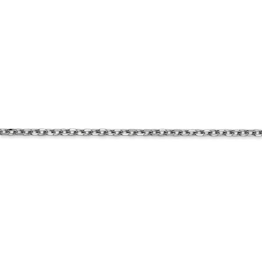 Cadena de Oro Blanco de 14K, 40.6 cm (16 pulgadas), 2.2 mm, Estilo Cable de Eslabones Abiertos Redondos con Corte Diamante, Cierre de Langosta y Baño de Rodio