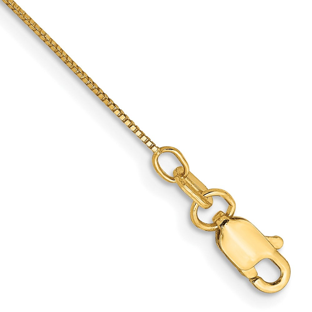 Tobillera de Oro Amarillo 14K de 10 Pulgadas, 0.5 mm, Tipo Caja con Cierre de Langosta