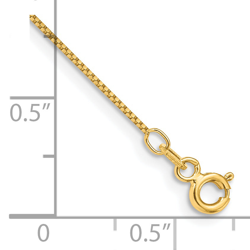 Tobillera de 14K en Oro Amarillo de 10 Pulgadas y 0.7 mm Tipo Caja con Cierre de Anillo de Resorte