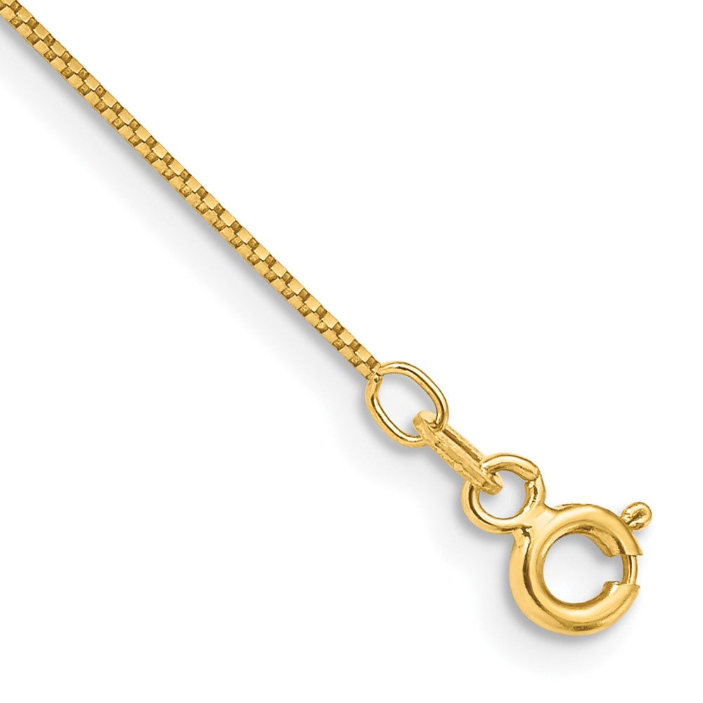 Tobillera de 14K en Oro Amarillo de 10 Pulgadas y 0.7 mm Tipo Caja con Cierre de Anillo de Resorte