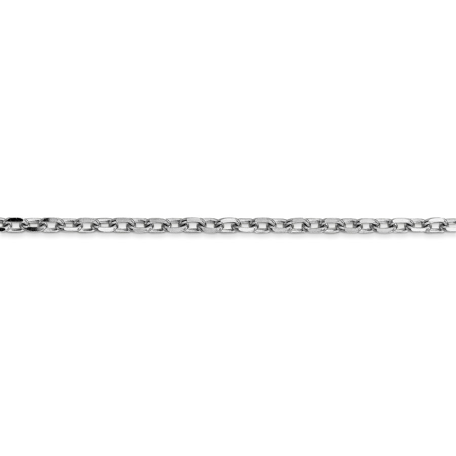 Cadena de Oro Blanco de 14K, 40 cm (16 pulgadas), 3 mm, Estilo Cable Redondo con Corte Diamante y Cierre de Langosta