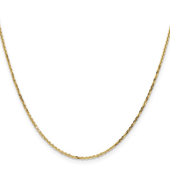 Cadena de Oro Amarillo de 14K, 76 cm (30 pulgadas), 1.4 mm, Estilo Cable Redondo con Corte Diamante y Cierre de Langosta