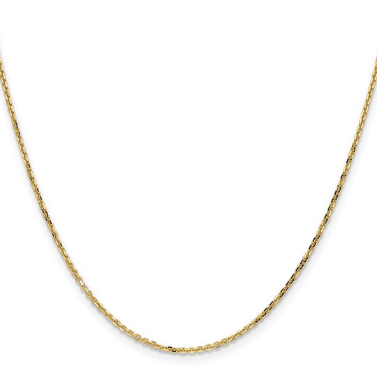 Cadena de Oro Amarillo de 14K, 76 cm (30 pulgadas), 1.4 mm, Estilo Cable Redondo con Corte Diamante y Cierre de Langosta