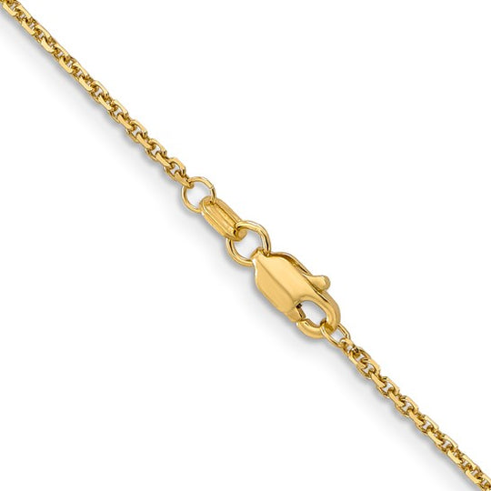 Cadena de Oro Amarillo de 14K, 76 cm (30 pulgadas), 1.4 mm, Estilo Cable Redondo con Corte Diamante y Cierre de Langosta