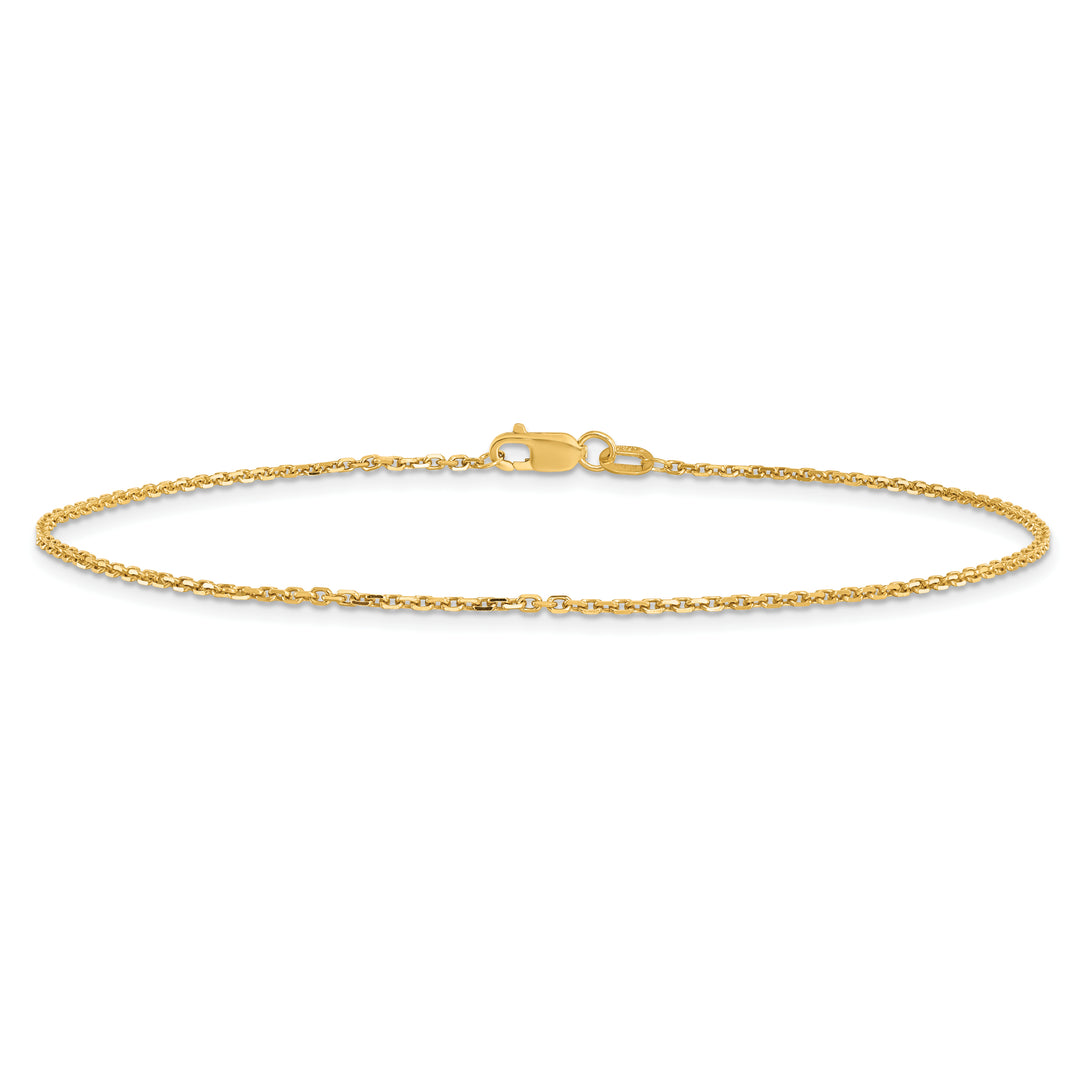 Tobillera de Cable Cortado Diamante de 14K 10 Pulgadas 1.4mm con Cierre de Langosta