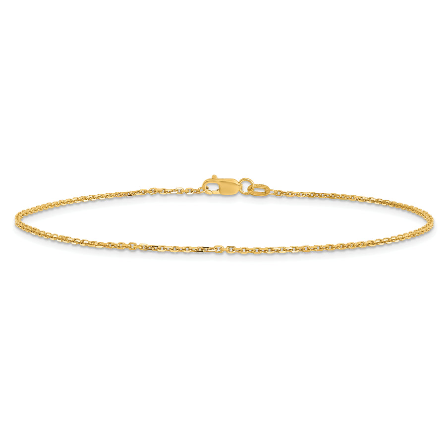 Tobillera de Cable Cortado Diamante de 14K 10 Pulgadas 1.4mm con Cierre de Langosta