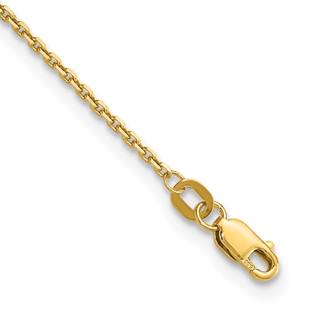 Tobillera de Cable Cortado Diamante de 14K 10 Pulgadas 1.4mm con Cierre de Langosta