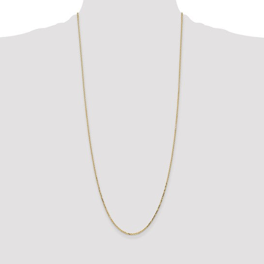 Cadena de Oro Amarillo de 14K, 76 cm (30 pulgadas), 1.4 mm, Estilo Cable Redondo con Corte Diamante y Cierre de Langosta