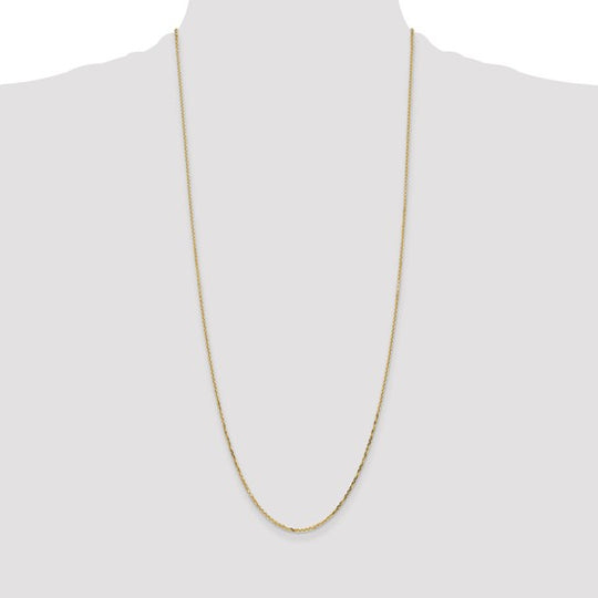 Cadena de Oro Amarillo de 14K, 76 cm (30 pulgadas), 1.4 mm, Estilo Cable Redondo con Corte Diamante y Cierre de Langosta