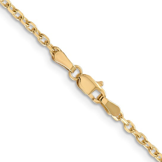 Cadena de Oro Amarillo de 14K, 66 cm (26 pulgadas), 2.2 mm, Estilo Cable de Eslabones Abiertos Redondos con Corte Diamante y Cierre de Langosta