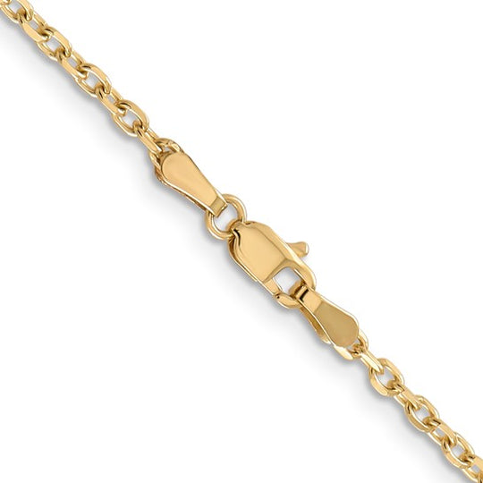Cadena de Oro Amarillo de 14K, 66 cm (26 pulgadas), 2.2 mm, Estilo Cable de Eslabones Abiertos Redondos con Corte Diamante y Cierre de Langosta