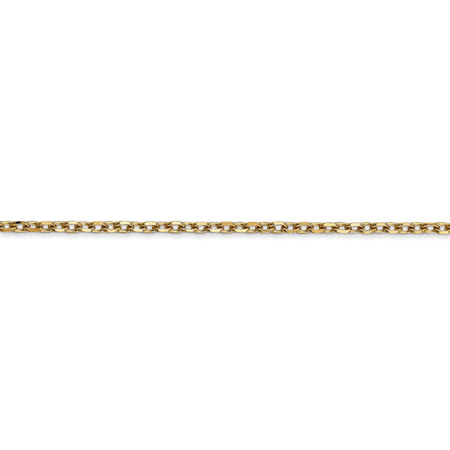 Cadena de Oro Amarillo de 14K, 66 cm (26 pulgadas), 2.2 mm, Estilo Cable de Eslabones Abiertos Redondos con Corte Diamante y Cierre de Langosta
