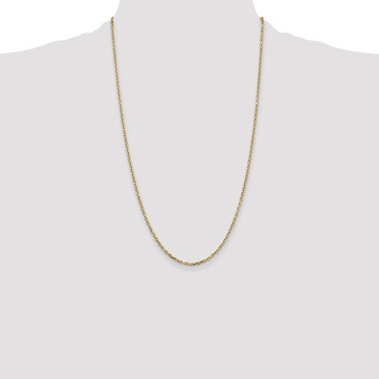 Cadena de Oro Amarillo de 14K, 66 cm (26 pulgadas), 2.2 mm, Estilo Cable de Eslabones Abiertos Redondos con Corte Diamante y Cierre de Langosta