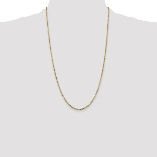 Cadena de Oro Amarillo de 14K, 66 cm (26 pulgadas), 2.2 mm, Estilo Cable de Eslabones Abiertos Redondos con Corte Diamante y Cierre de Langosta