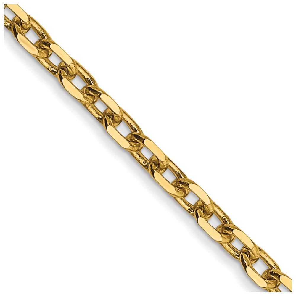 Cadena de Oro Amarillo de 14K, 66 cm (26 pulgadas), 2.2 mm, Estilo Cable de Eslabones Abiertos Redondos con Corte Diamante y Cierre de Langosta