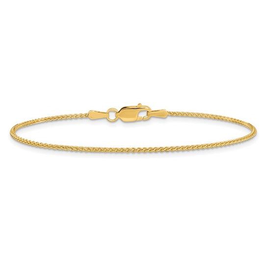 Tobillera de Oro Amarillo de 14K de 9in y 1.25mm Spiga con Cierre de Langosta