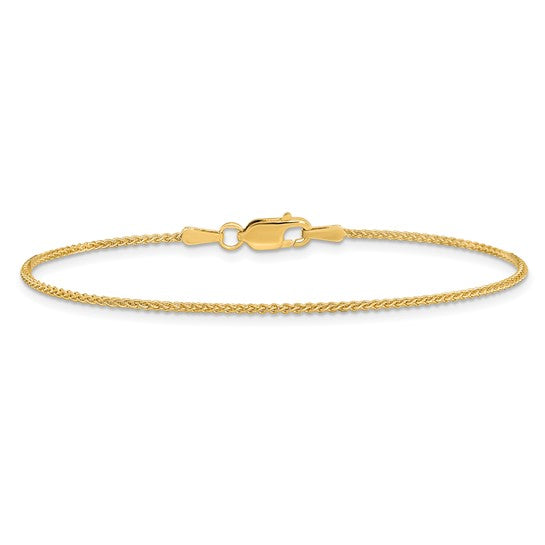 Tobillera de Oro Amarillo de 14K de 9in y 1.25mm Spiga con Cierre de Langosta