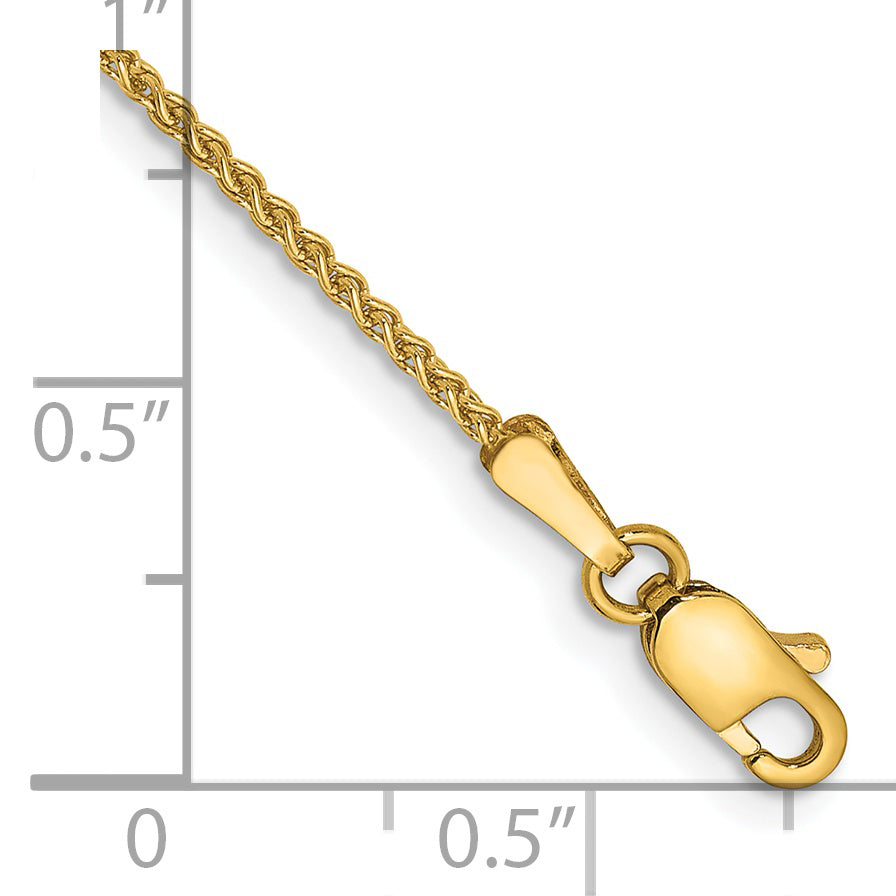 Tobillera de Oro Amarillo de 14K de 9in y 1.25mm Spiga con Cierre de Langosta