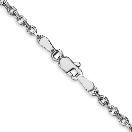 Cadena de Oro Blanco de 14K, 76.2 cm (30 pulgadas), 2.4 mm, Estilo Cable de Eslabones Abiertos Redondos con Cierre de Langosta y Baño de Rodio