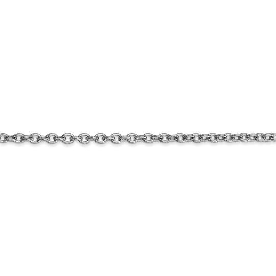 Cadena de Oro Blanco de 14K, 76.2 cm (30 pulgadas), 2.4 mm, Estilo Cable de Eslabones Abiertos Redondos con Cierre de Langosta y Baño de Rodio