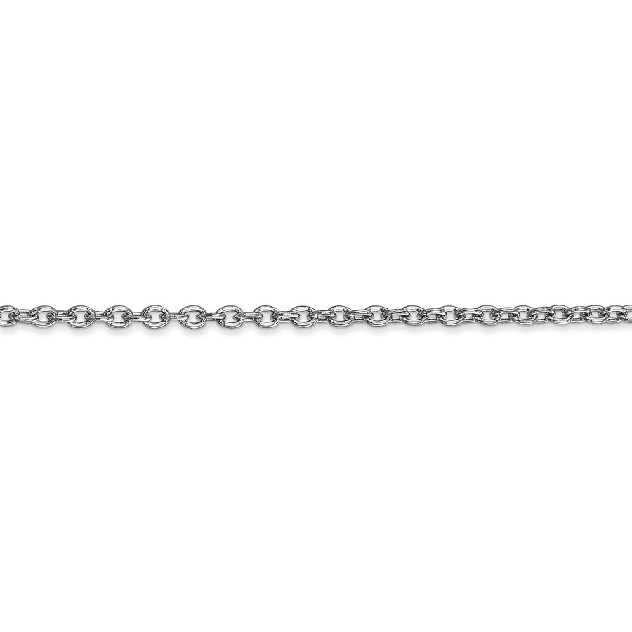 Cadena de Oro Blanco de 14K, 76.2 cm (30 pulgadas), 2.4 mm, Estilo Cable de Eslabones Abiertos Redondos con Cierre de Langosta y Baño de Rodio