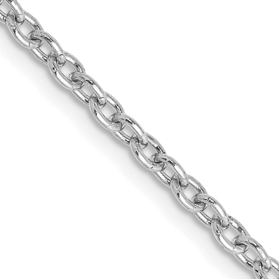 Cadena de Oro Blanco de 14K, 76.2 cm (30 pulgadas), 2.4 mm, Estilo Cable de Eslabones Abiertos Redondos con Cierre de Langosta y Baño de Rodio