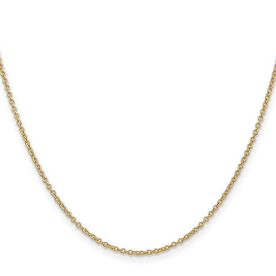 Cadena de Oro Amarillo de 14K, 76.2 cm (30 pulgadas), 1.4 mm, Estilo Cable de Eslabones Abiertos Anchos y Redondos con Cierre de Langosta