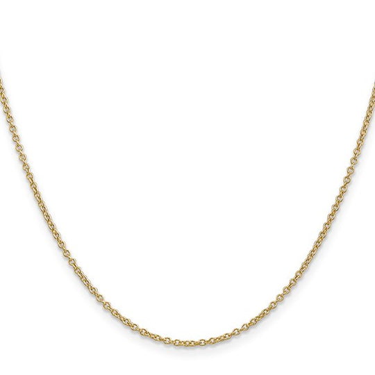Cadena de Oro Amarillo de 14K, 76.2 cm (30 pulgadas), 1.4 mm, Estilo Cable de Eslabones Abiertos Anchos y Redondos con Cierre de Langosta