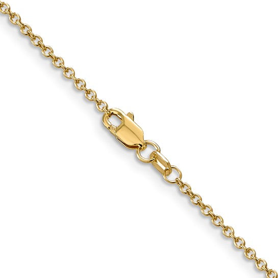Cadena de Oro Amarillo de 14K, 76.2 cm (30 pulgadas), 1.4 mm, Estilo Cable de Eslabones Abiertos Anchos y Redondos con Cierre de Langosta