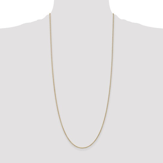 Cadena de Oro Amarillo de 14K, 76.2 cm (30 pulgadas), 1.4 mm, Estilo Cable de Eslabones Abiertos Anchos y Redondos con Cierre de Langosta