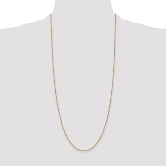 Cadena de Oro Amarillo de 14K, 76.2 cm (30 pulgadas), 1.4 mm, Estilo Cable de Eslabones Abiertos Anchos y Redondos con Cierre de Langosta