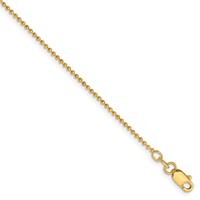 Tobillera de Oro Amarillo de 14K de 10 Pulgadas y 1.2 mm con Cadena de Bolas y Cierre de Langosta