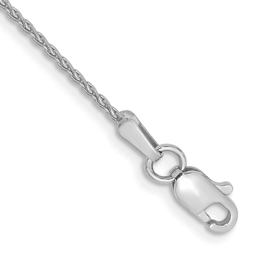 Tobillera de Oro Blanco de 14K de 10in y 1.2mm Parisian Wheat con Cierre de Langosta