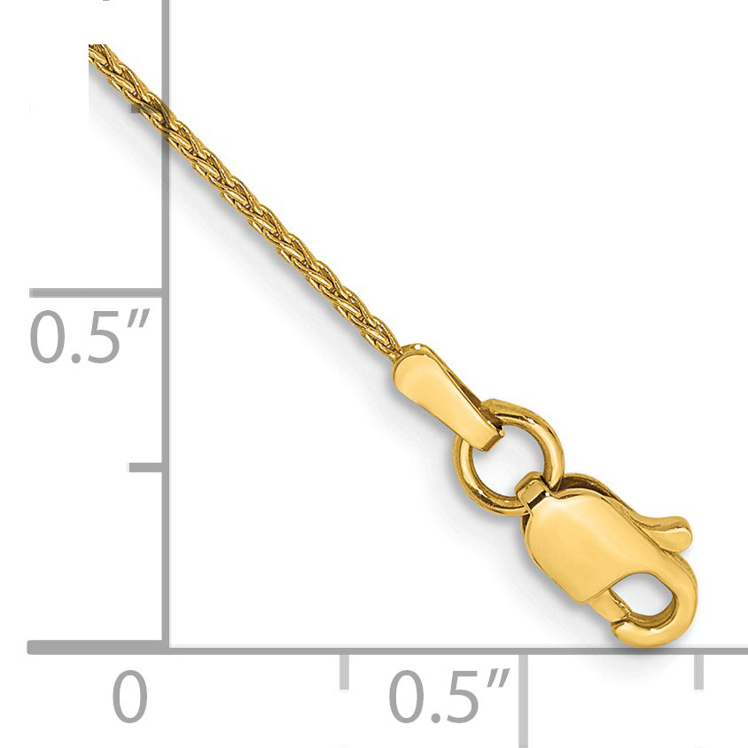 Tobillera 14K de Oro Amarillo 10 Pulgadas 1mm Parisian Wheat con Cierre de Langosta