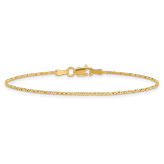 Tobillera 14K de Oro Amarillo 9 Pulgadas 1.2mm Parisian Wheat con Cierre de Langosta