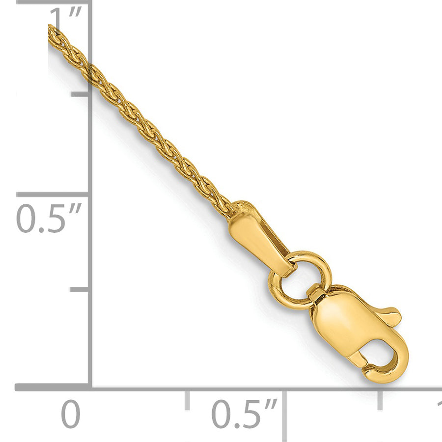 Tobillera 14K de Oro Amarillo 9 Pulgadas 1.2mm Parisian Wheat con Cierre de Langosta