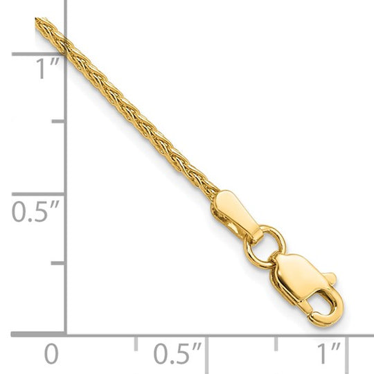 Tobillera Parisina de Trigo de 14k de 9 pulgadas y 1.5 mm con Cierre de Langosta