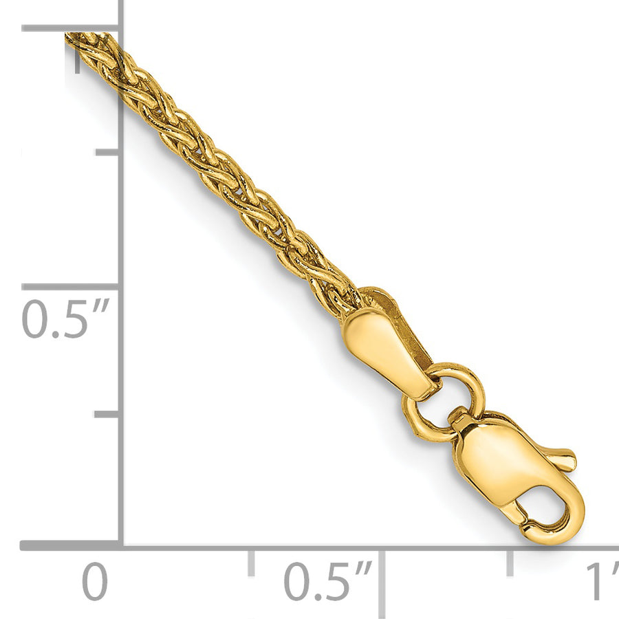 Tobillera de Oro Amarillo de 14K con Cadena Parisian Wheat de 10 Pulgadas y Cierre de Langosta