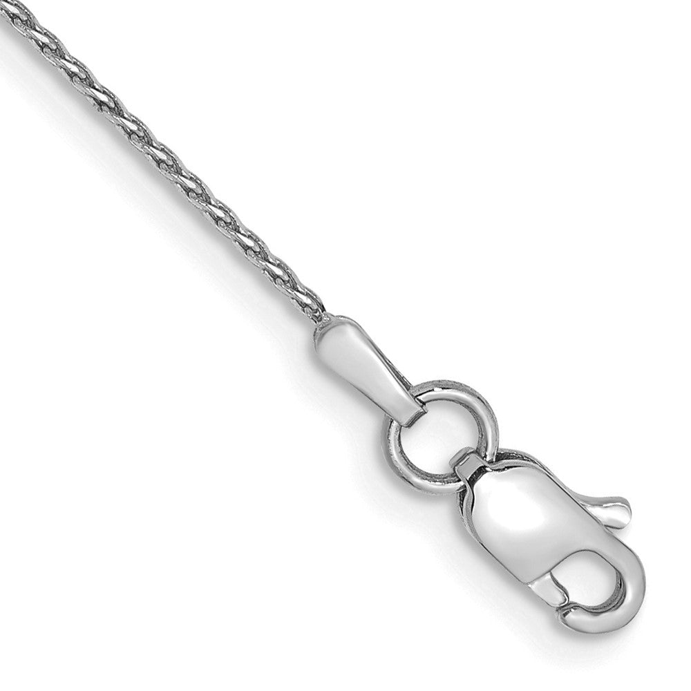 Tobillera de Oro Blanco de 14K con Trenza Parisina Diamante de 10 Pulgadas