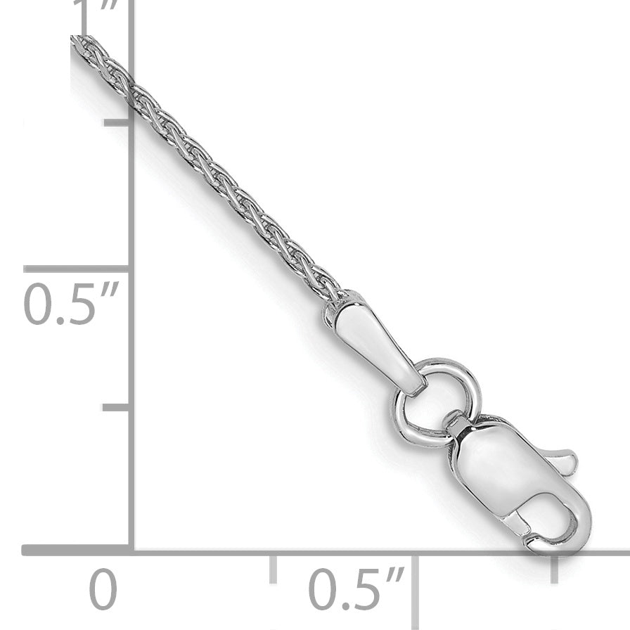 Tobillera de Cadena de Trigo Parisina de Oro Blanco 14K de 10 Pulgadas y 1 mm de Extensión y Broche de Langosta