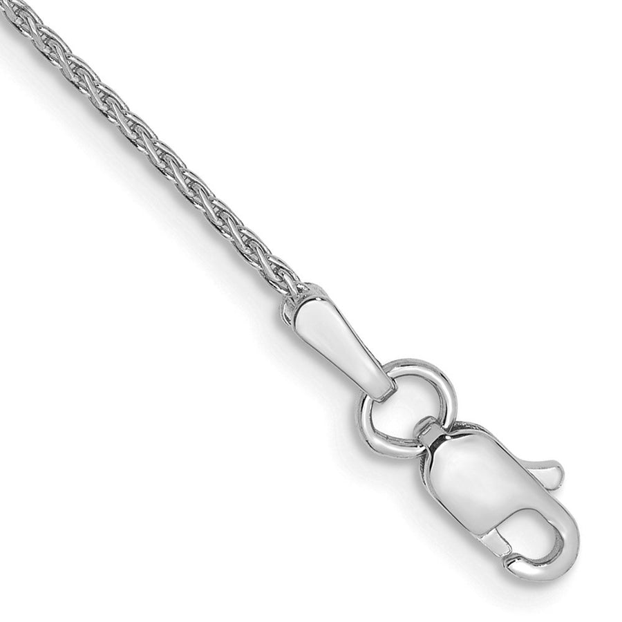 Tobillera de Cadena de Trigo Parisina de Oro Blanco 14K de 10 Pulgadas y 1 mm de Extensión y Broche de Langosta