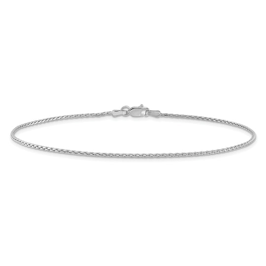 Tobillera de Oro Blanco de 14K de 10 pulgadas y 1.5 mm con Cierre de Langosta (Estilo Parisian Wheat)
