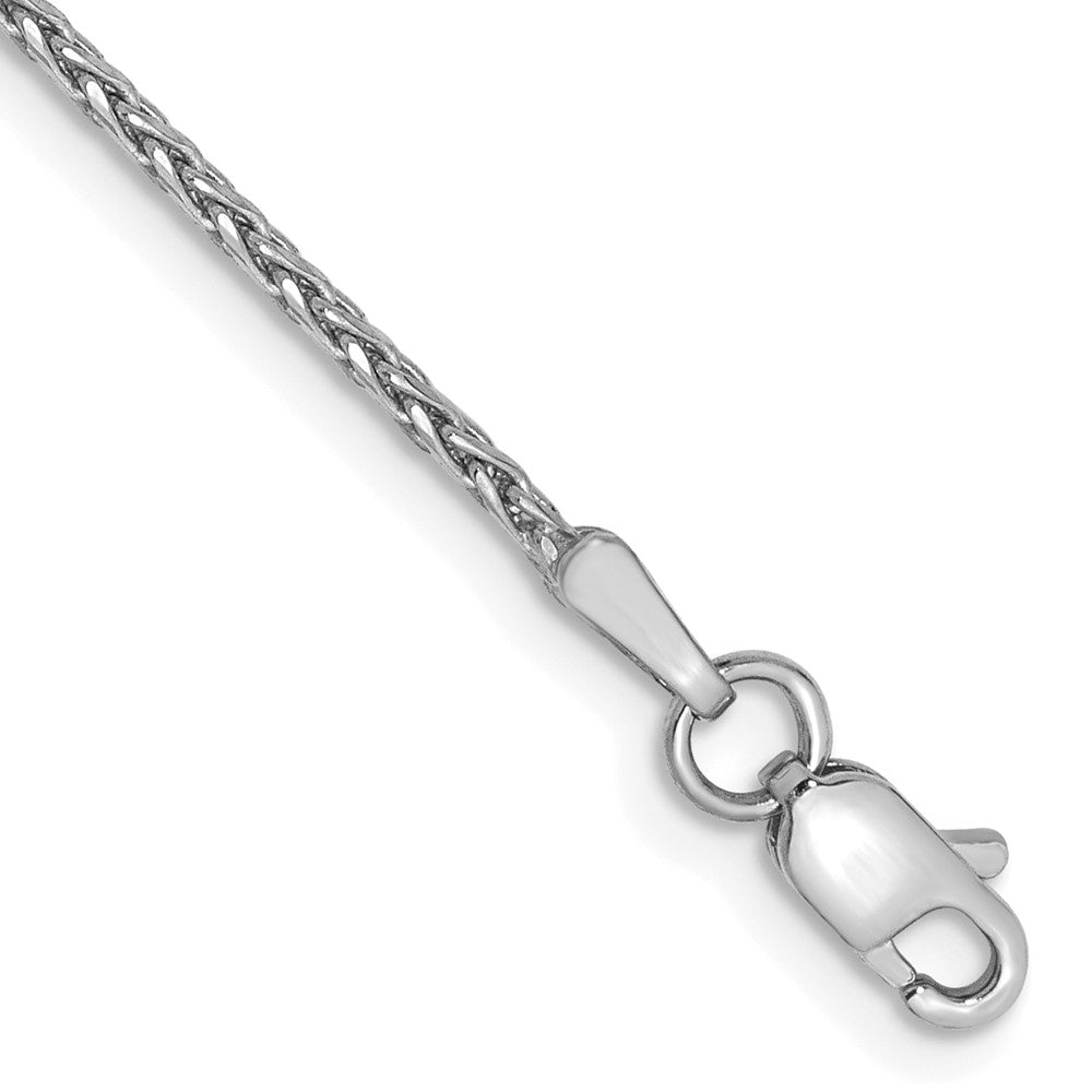 Tobillera de Trenza Parisina Corte Diamante de Oro Blanco de 14K con Cierre de Langosta de 9 Pulgadas