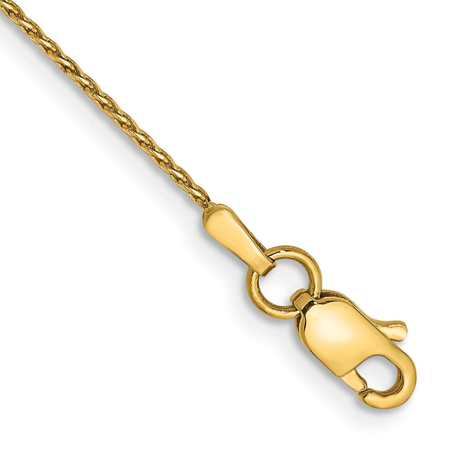 Tobillera de Oro Amarillo de 14K con Trenza Parisina Diamante de 10 Pulgadas