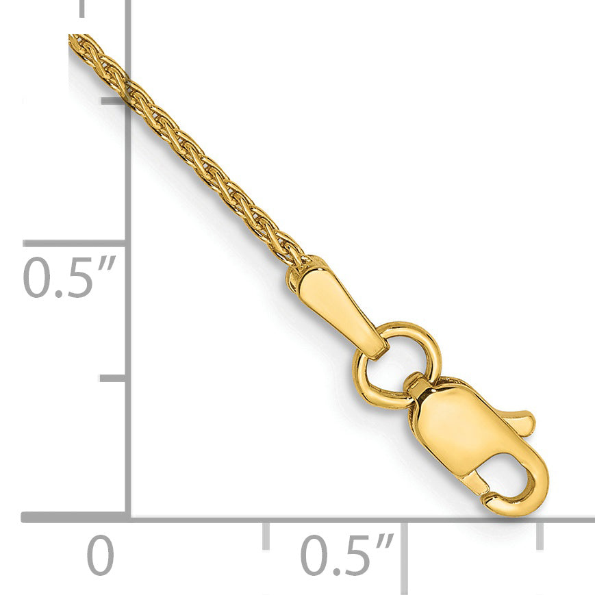 Tobillera de Oro Amarillo de 14K de 9 Pulgadas y 1 mm con Cierre de Langosta (Cadena Spiga)