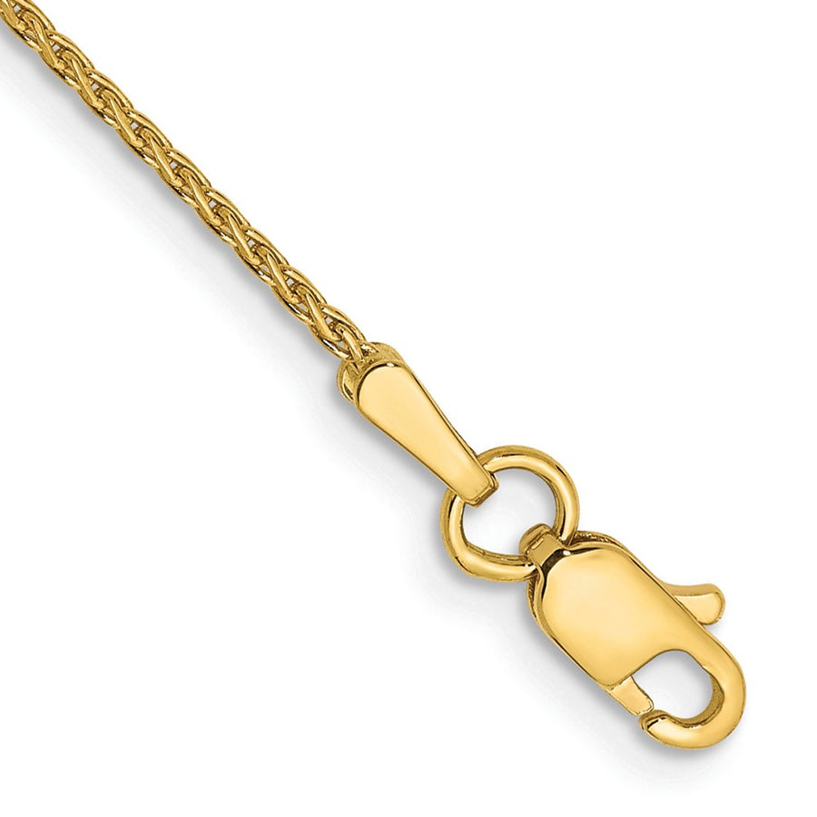 Anklet de 14K de 10 Pulgadas y 1 mm con Cadena Parisian Wheat Cortada a Diamante y Broche de Langosta