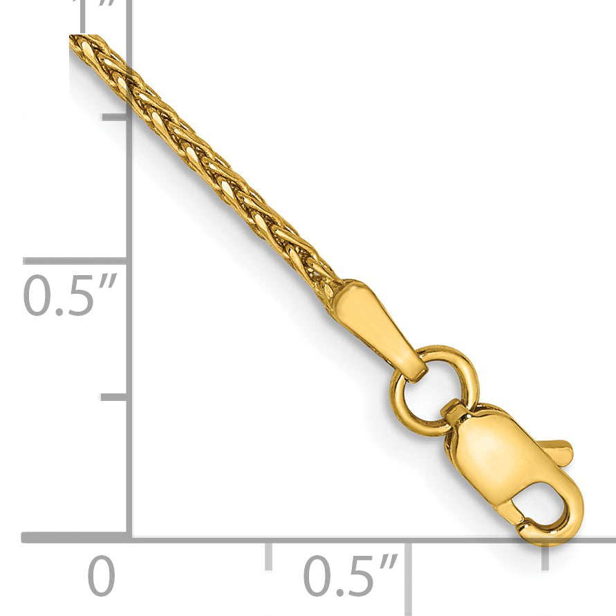 Tobillera de Oro Amarillo de 14K de 10 Pulgadas y 1.5mm Parisian Wheat con Corte Diamantado y Cierre de Langosta